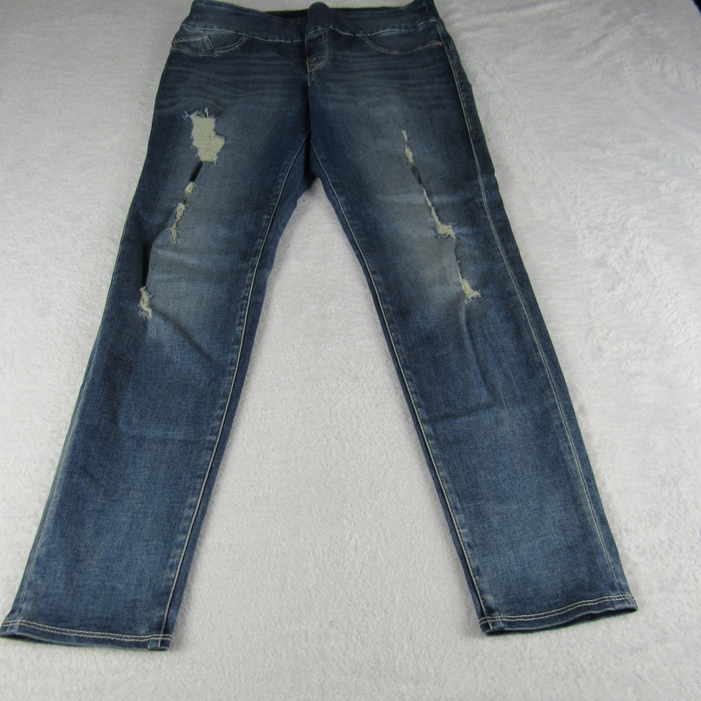 Rock & Republic Fever Jeans Womens 12 M Blue Distressed Pull On Denim RX